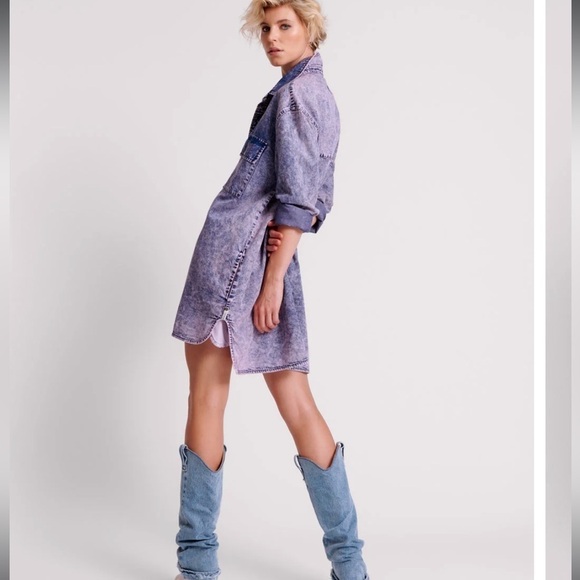 One Teaspoon Nixie Purple Rain Free People oversized shirt dress- flaw - Picture 4 of 13